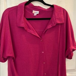 Bright Pink Button-Up Top by LuLaRoe- Charlie